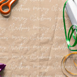 Papel De Presente Legal padrão kraft com script de Natal Merry<br><div class="desc">A tipografia da escrita feliz natalícia é branca no padrão de cor da kraft castanha,  todas as cores são editáveis.</div>
