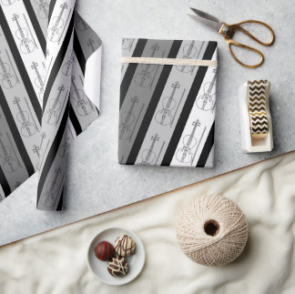 Papel De Presente Legal padrão violino moderno - Cinza retrô-chic ri
