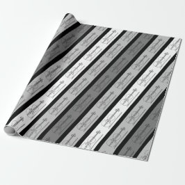 Papel De Presente Legal padrão violino moderno - Cinza retrô-chic ri