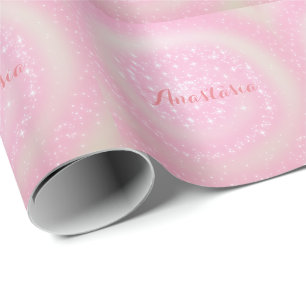 Papel De Presente Legal Trendy Pink Sparkly com seu nome