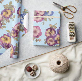 Papel De Presente legant Vintage Pansy Floral Wrapping Paper Roll