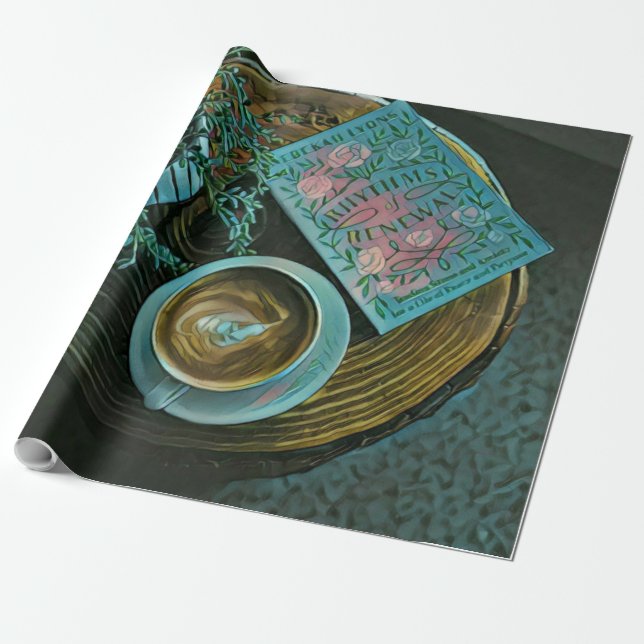 Papel De Presente Leia Livros, Beba Café (Desenrolado)