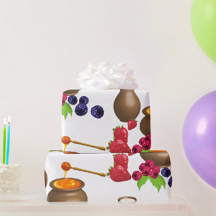 Papel De Presente Leite e Mel com Comida de Berries Russo
