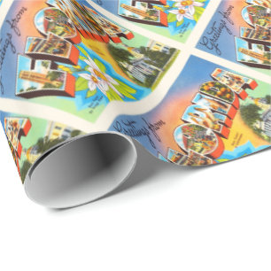 Papel De Presente Lembrança velha das viagens vintage de Florida FL