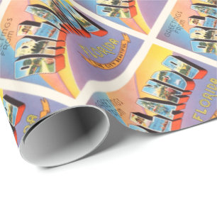 Papel De Presente Lembrança velha das viagens vintage de Orlando