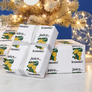 Papel De Presente Lemon Fruta Cítrica Verão Aniversário