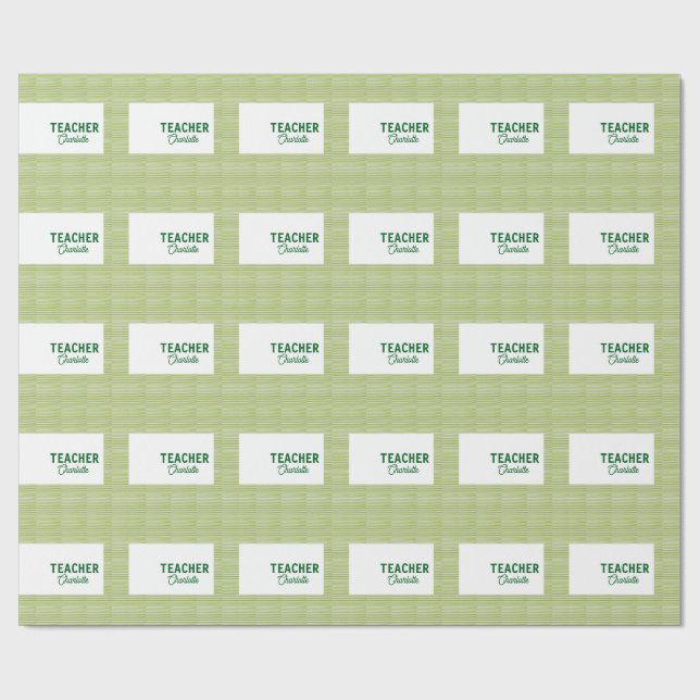 Papel De Presente Lemon green white stripes teacher professor name c (Aberto)