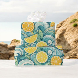 Papel De Presente Lemon Watercolor Citrus Summer Primavera Botanical