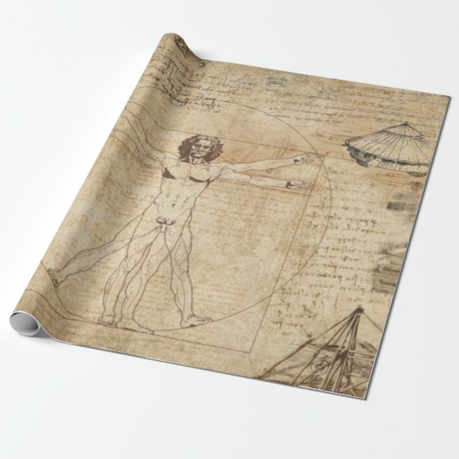 Papel De Presente Leonardo Da Vinci O Homem Vitruviano (Desenrolado)