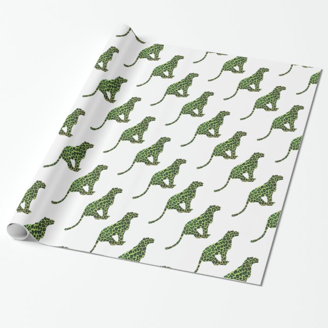 Papel De Presente Leopard Black and Green Silhouette (Desenrolado)