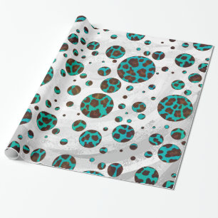Papel De Presente Leopard Brown e Teal Impressão
