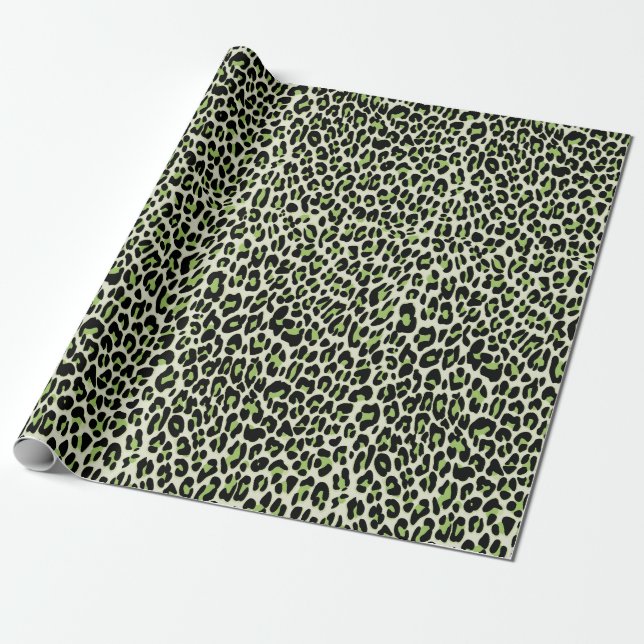 Papel De Presente Leopardo, animal chita verde (Desenrolado)