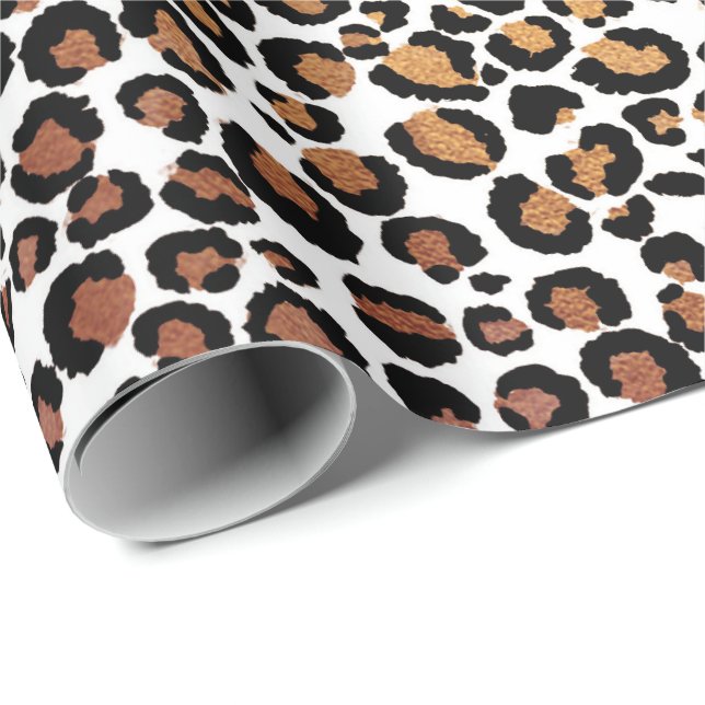 Papel De Presente Leopardo Animal Dourado negro negro moribundo (Ponta do rolo)