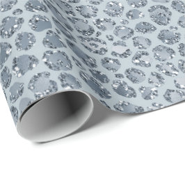 Papel De Presente Leopardo Azul de Denim Glitter