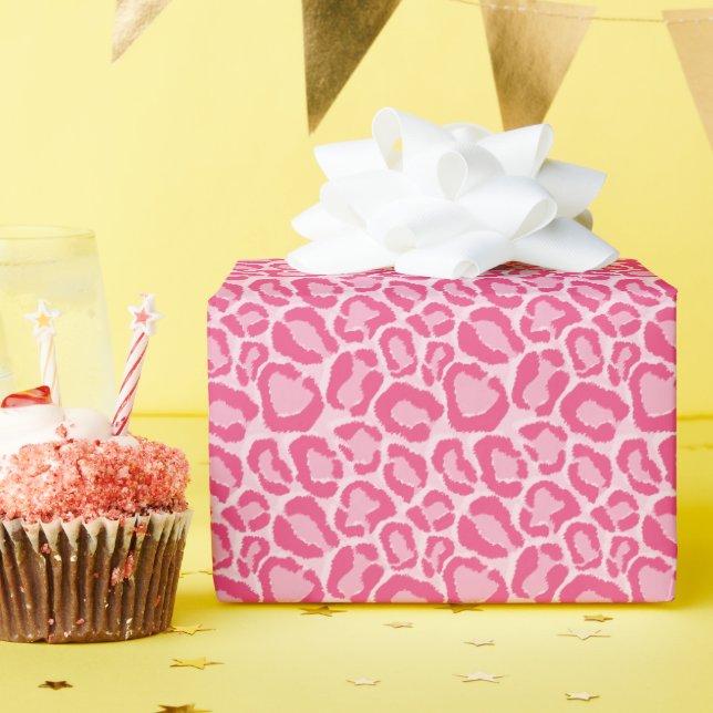 Papel De Presente Leopardo cor-de-rosa Impressão Animal (Festa de aniversário)