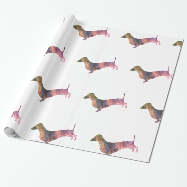 Papel De Presente Leopardo dachshund (Desenrolado)