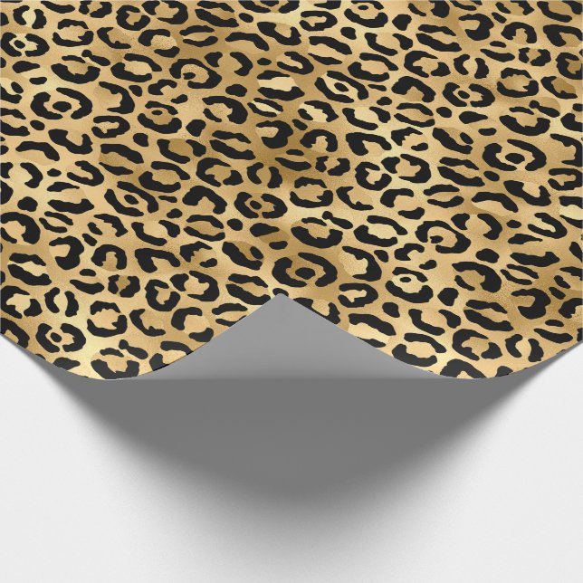 Papel De Presente Leopardo de Ouro Preto Estampa de Animal Guepardo (Ponta)