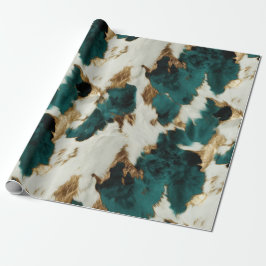 Papel De Presente Leopardo Dourado branco verde