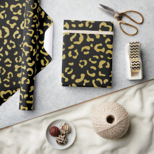 Papel De Presente Leopardo Dourado, Brilhante Dourada, Padrão-Leopar