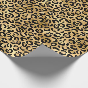 Papel De Presente Leopardo Dourado Preto Estampa Animal