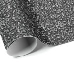 Papel De Presente Leopardo Imprime Cinzas Pretas e Prateadas<br><div class="desc">Leopard Print Animal Imprima papel de enrolamento de Cinzas pretas e prateadas. Excelente para o aniversário dela.</div>