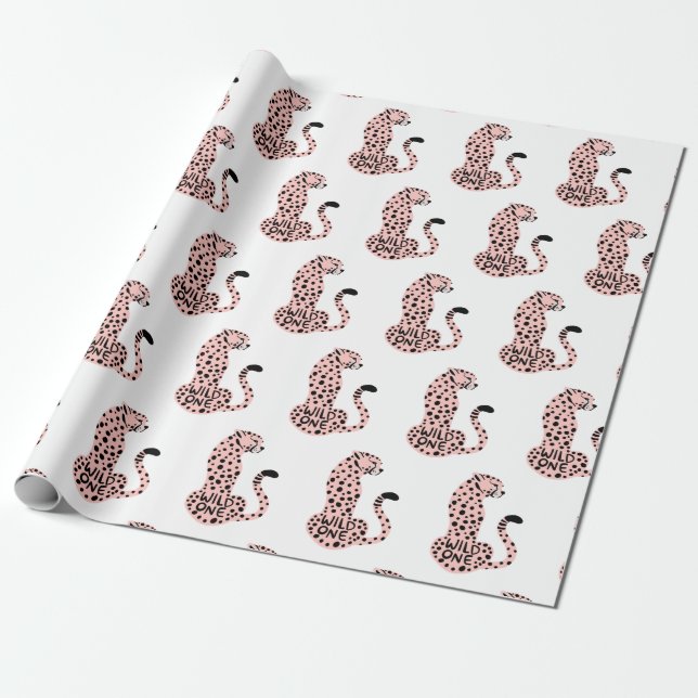 Papel De Presente Leopardo Rosa Selvagem (Desenrolado)