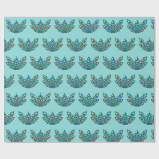 Papel De Presente Leque de Pena de Pavão Alado Olhos Dourados
