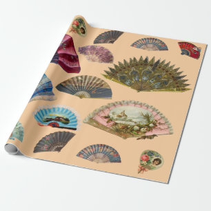 Papel De Presente Leques manuais femininos vintage vitorianos