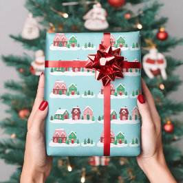 Papel De Presente Let it Snow Christmas Village Wrapping Paper