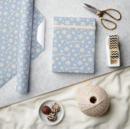 Papel De Presente Let It Snow Holiday Wrapping Paper - Blue