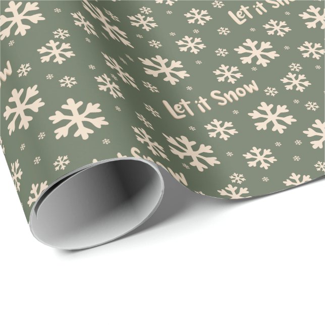 Papel De Presente Let It Snow Holiday Wrapping Paper - Green (Ponta do rolo)