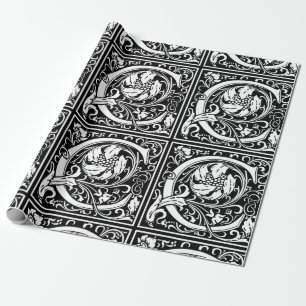 Papel De Presente Letra C Monograma Medieval Arte Nova