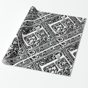 Papel De Presente Letra E Monograma Medieval Arte Nova