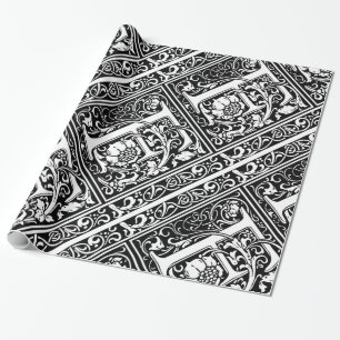 Papel De Presente Letra F Monograma Medieval Arte Nova