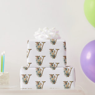 Papel De Presente Letra floral elegante bohemiana V