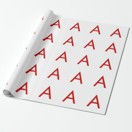 Papel De Presente Letra Inicial de Monograma Branco Vermelho Moderno