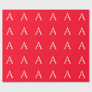 Papel De Presente Letra Inicial Monograma Vermelho Branco Simples