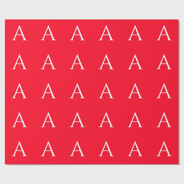 Papel De Presente Letra Inicial Monograma Vermelho Branco Simples (Aberto)