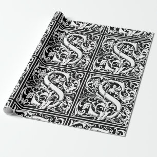 Papel De Presente Letra S Monograma Medieval Arte Nova