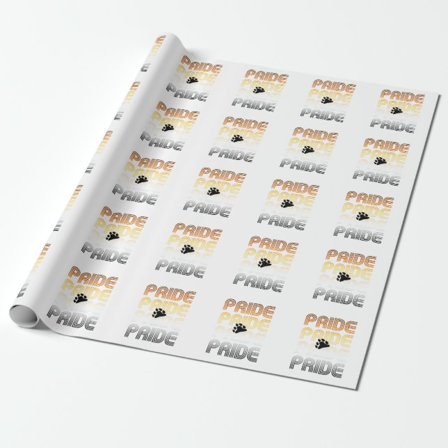 Papel De Presente Letras de Design de Pata Orgulho do Urso Retro (Desenrolado)
