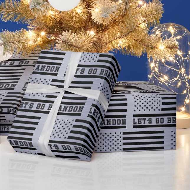Papel De Presente Let's Go Brandon American Flag (Feriados)