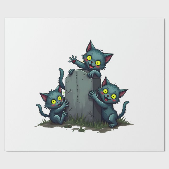 Papel De Presente Levante de Gatinhos Zumbis (Aberto)