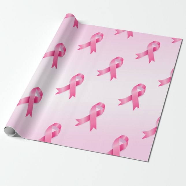 Papel De Presente Lg. de Consciência do Cancer da Fita Rosa (Desenrolado)