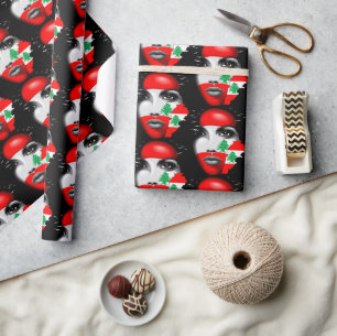 Papel De Presente Líbano Flag e Map no rosto da menina