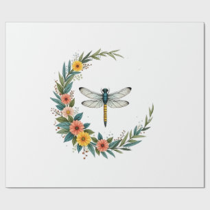 Papel De Presente Libélula Boho Lua Crescente Sinal de Paz Hippie Dr