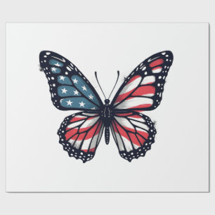Papel De Presente Libélula da Bandeira Americana Patriótica 4 de Jul
