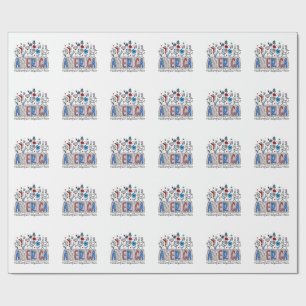Papel De Presente Liberdade Americana Independência Corajosa Poder 4