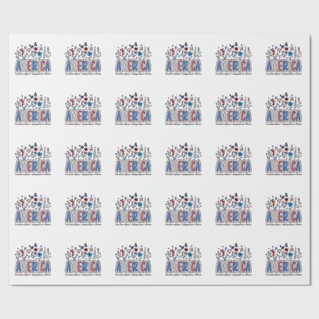 Papel De Presente Liberdade Americana Independência Corajosa Poder 4 (Aberto)