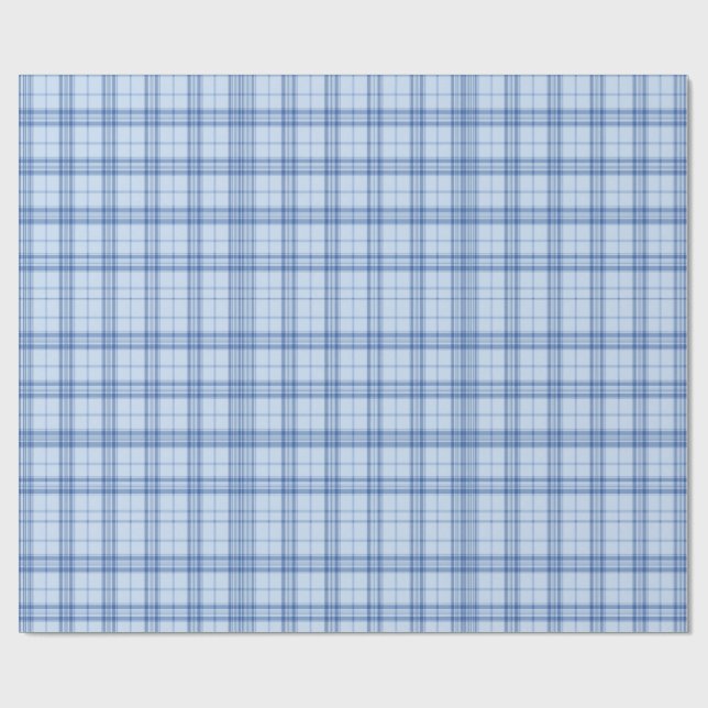 Papel De Presente Light Blue Windowpane Plaid (Aberto)