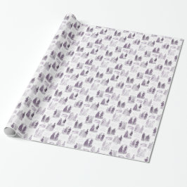 Papel De Presente Lilac do vintage da forma de Biedermeier e Toile